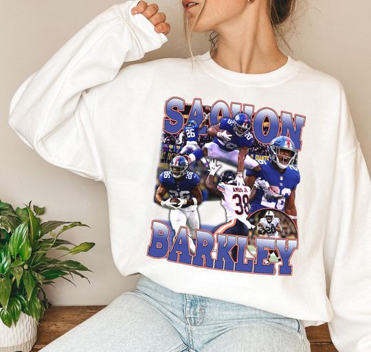 American Football Player Graphic Sweatshirt; Saquon Barkley Shirt, Vintage 90s shirt Unisex Bootleg Vintage