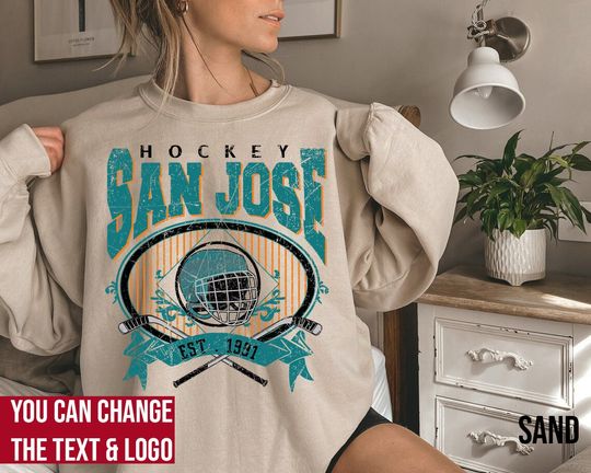 San Jose Hockey Sweatshirt, San Jose Hockey shirt, Vintage Style San Jose Hockey Sweatshirt, San Jose Hockey Fan Gift, San Jose Ice Hockey