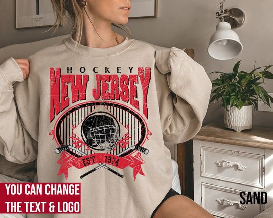 New Jersey Hockey Sweatshirt, New Jersey Hockey shirt, Vintage Style New Jersey Hockey Sweatshirt, Hockey Fan Gift, New Jersey Ice Hockey