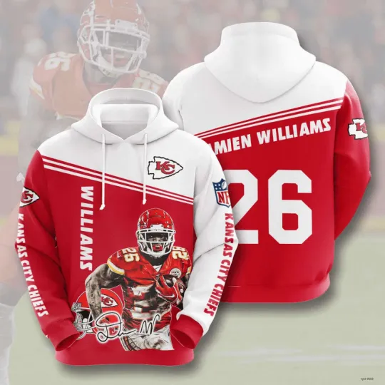Damien Williams #26 Kansas Chiefs Hoodie Team Fan, Kansas Chiefs Game Day Football 3D Hoodie