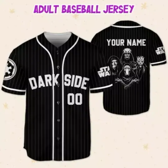 Personalized Star Wars Fans Dark Side Black Striped Baseball Jersey Shirt