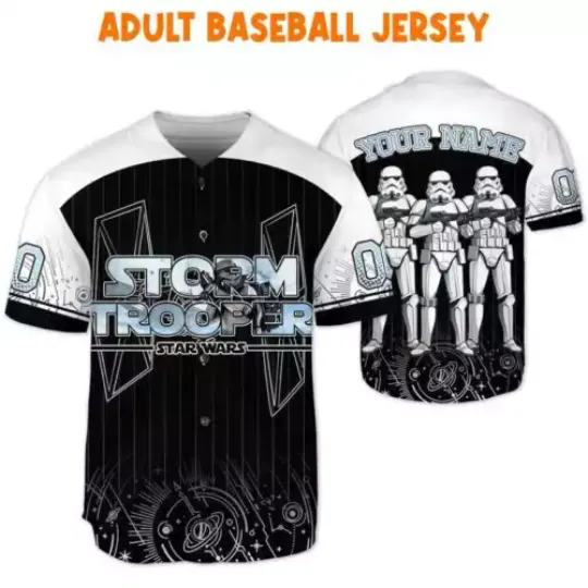 Personalized Stormtrooper Star Wars Character Black White Baseball Jersey Shirt