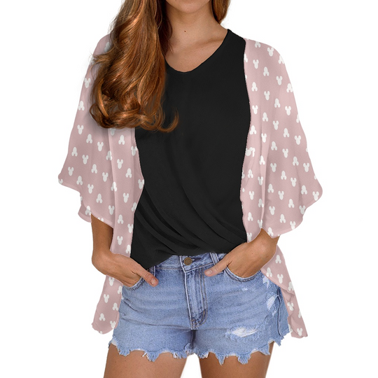 Pink Mickey Chiffon Kimono | Disney Kimono | Mickey Cover Up | Disney Cover Up