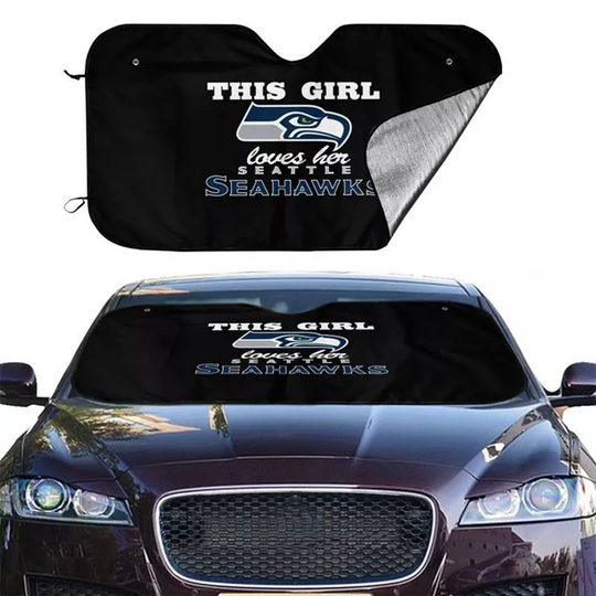 Seattle Seahawks Windshield Sunshade "this Girl Loves Her" Car Sunshade