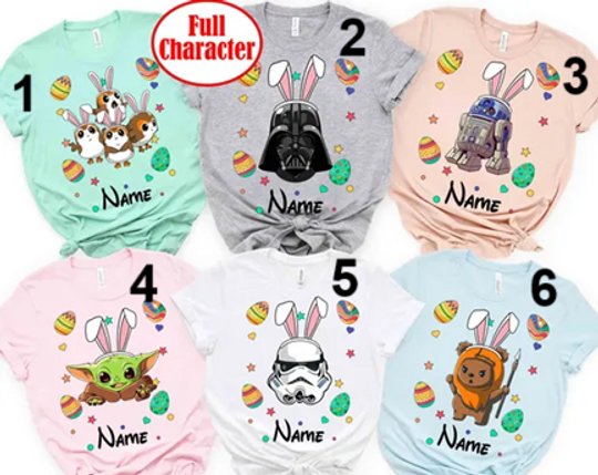 Personalized Star Wars Happy Easter 2025 Shirt, Cute Bunnies Easter Shirt, Disneyland Family Matching Tee, Disneyland Trip Outfits Tee