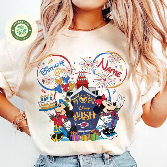 Personalized Mickey and Friends Disney Birthday Cruise Shirt, Birthday Boy Birthday Girl Shirt, Family Cruise vacation 2025 matching shirts