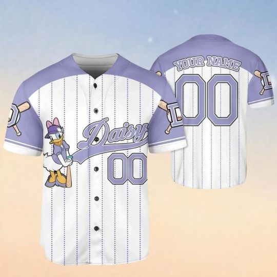 Personalized Daisy Duck Jersey Shirt, Disney Trip Shirt, Magic Kingdom Tee, Family Matching Shirt, Birthday Girl Shirt, Gift For Her