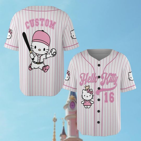 Personalized Hello Kitty Shirt, Cute Cat Baseball Shirt, My Melody Tee, Kitty Cat Jersey Shirt, Hello Kitty Lover Team, Gift For Her