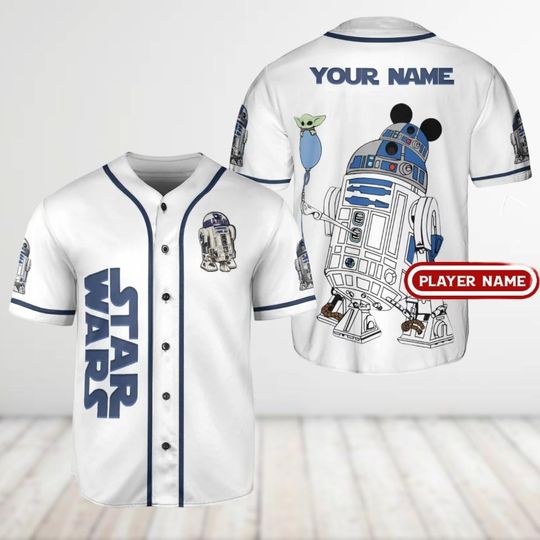 Custom R2-D2 Star Wars Baseball Jersey, Star Wars Movie Baseball Shirt, Funny Robots Football Jersey, Autobot Jersey Women Men