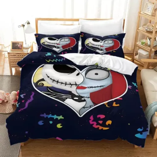 Jack And Sally Kissing True Love Never Dies Happy Valentine's Day Bedding Set