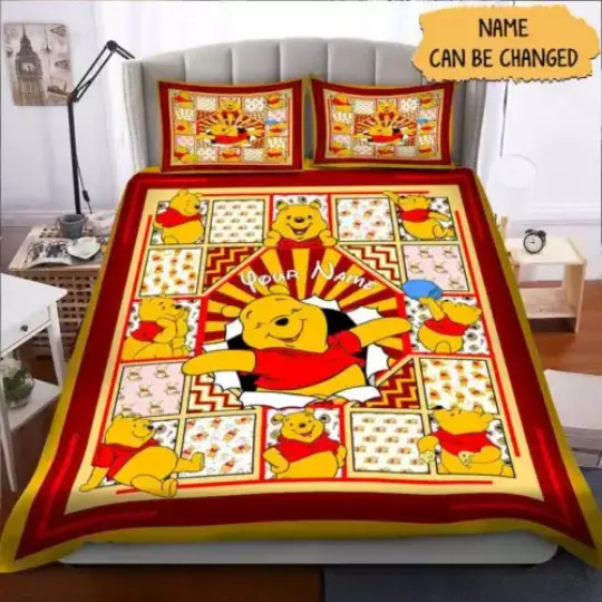 Personalized Lovely Pooh Bear Winnie The Pooh Yellow Bear Bedding Set