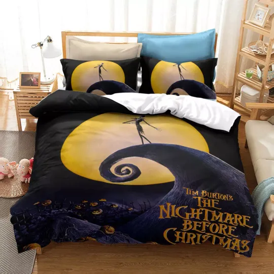 Jack Skellington On Spiral Hill Nightmare Before Christmas Halloween Bedding Set