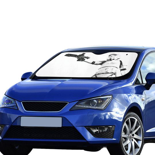55"x30" Stormtrooper Car Sun Shade - Star Wars Inspired Car Accessories - White & Black - Foldable - Windshield Cover - 501st Gift Idea
