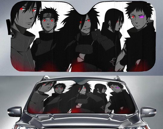 Vintage Uchiha Clan Car Sun Shade, Fan Anime Car Accessoriesr, Car Windshield, Car Sun Shade, Gift For Men Women, Gift New Car.