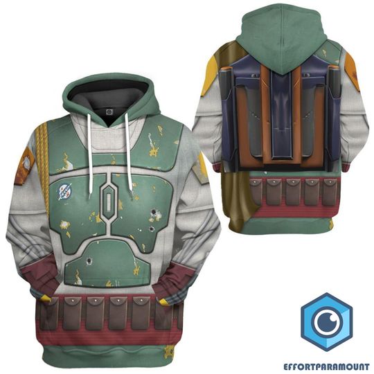 Din Djarin The Mandalorian Cosplay Shirt | Boba Fett Full Over Print 3D Hoodie | Galaxy Edge Hoodie | Boba Fett Costume Shirt