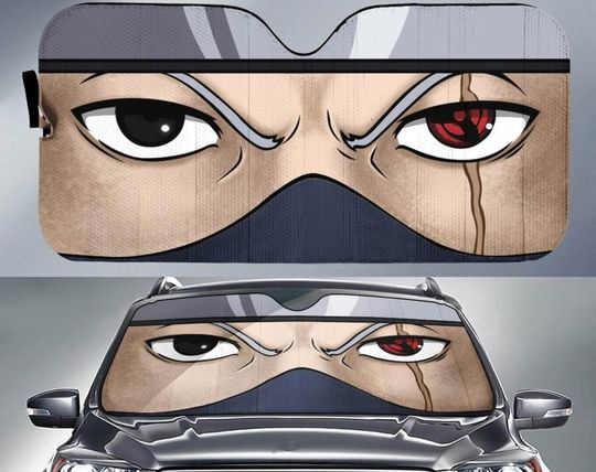 Face Kakashi Eyes Car Sun Shade, Lover Anime Car Accessoriesr, Car Windshield, Car Sun Shade, Gift For Men Women, Gift New Car.