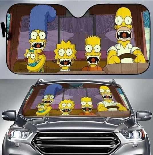 The Simpsons Funny Driving Car Auto Sun Shades,Car Accessories, Auto Decoration, Car Windshield, Car Foldable Accessories for Sun Protection