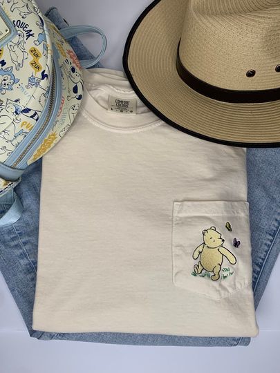 Vintage Pooh Bear Embroidered Pocket Tee