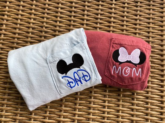 Mom and Dad Matching Disney Shirts, Minnie and Mickey Mouse Disney  Short Sleeve Pocket Tees