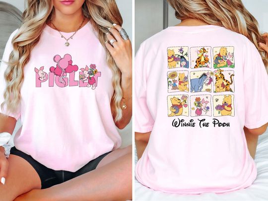Piglet Mickey Balloon Two Sided Shirt, Disney Piglet Shirt, Disneyland Vacation Tee, Winnie The Pooh Matching Shirt