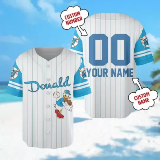 Personalized Duck Player Baseball Jersey, Custom Cartoon Duck Baseball Team