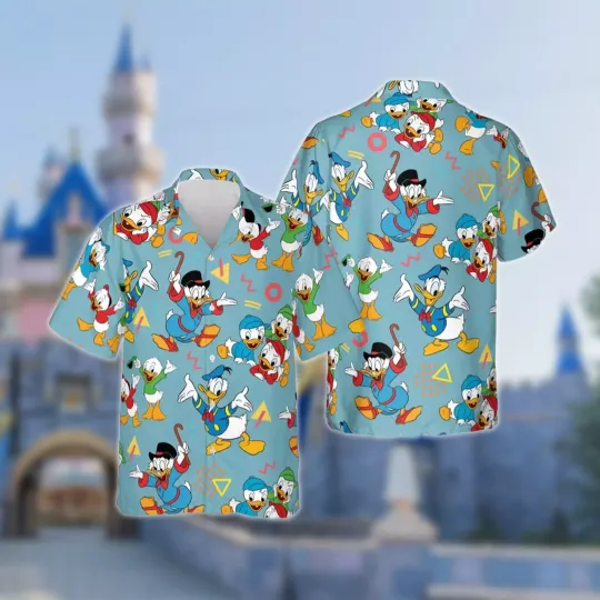 Ducktales Donald Duck Summer Huey Dewey Louie Tropical 3D HAWAII SHIRT