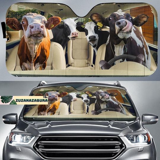 Holstein Cattle Car Sunshade, Cattle Car Sun Shade, Dairy Cow Sunshades, Cow Auto Sun Shade, Gift For Cow Lovers, Heifer Car Decor