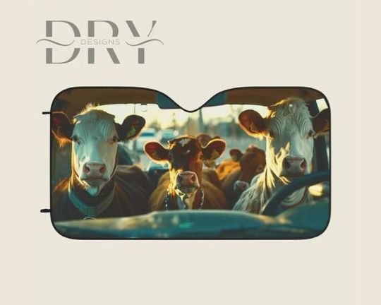 Cute Cow Car Sun Shade, Windscreen UV protection, Funny Auto Windshield Visor, Calf Car Gift for RV Sedan SUV Truck or Anything Else