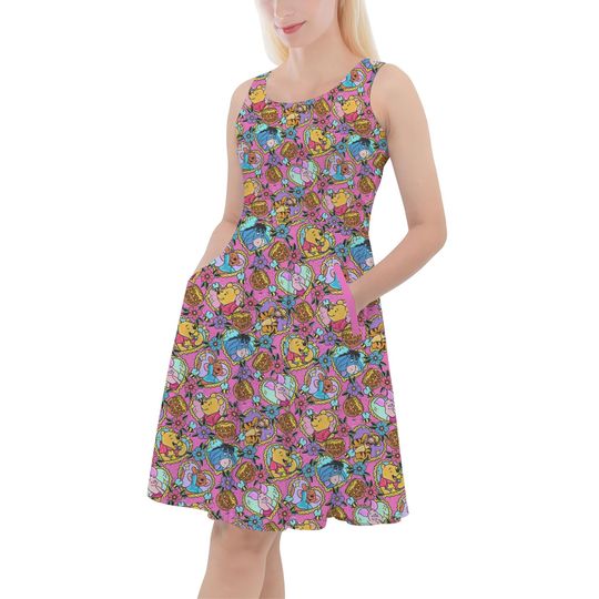 Tattoo Hearts Pooh & Friends - Disney Inspired Skater Dress With Pockets  - RUSH AVAIL!