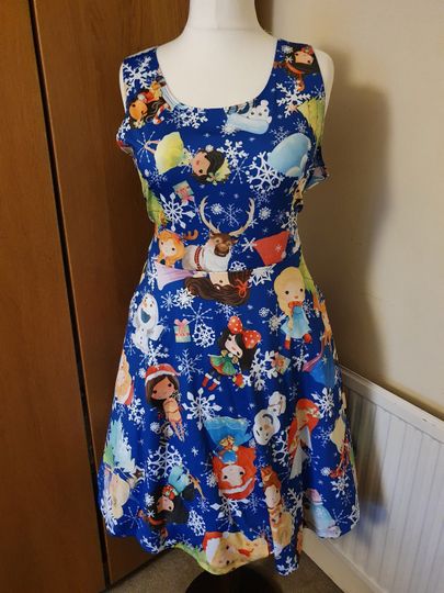 Christmas princesses skater print dress with pockets  kawaii kitsch plus size