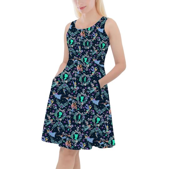 Garden Whimsy - Peter Pan - Disney Inspired Skater Dress With Pockets