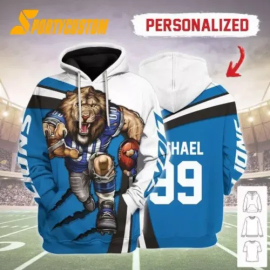 Custom Detroit Team Lionss 3D Hoodie