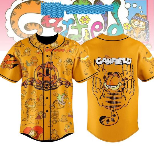 Garfield Funny Art Baseball Jersey AOP Baseball Jersey Gift For Her Him