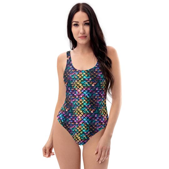 Mermaid Scales Print One-Piece Swimsuit