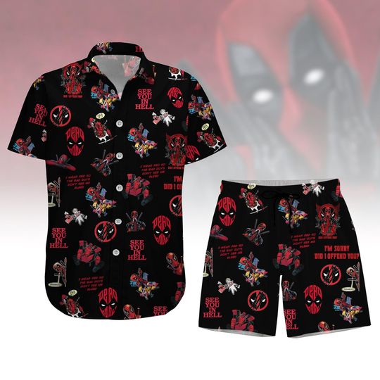 Deadpool Movie Hawaiian Shirt, Superhero Man Shorts, Wolverine Button Up Shirt, Marvel Shirt For Men, Gifts For Fans