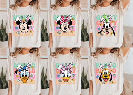 Disney Easter Shirt 2025, Mickey and Friends Bunny Ears Shirts, Disney Easter Egg, Minnie Daisy Mickey Donald Goofy Pluto Egg Easter Shirt