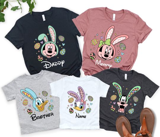 Personalized Disney Easter Mickey And Friends Tees, Custom Disney Easter Vacation Egg Shirt, Disney Easter 2025 Group Matching Trip Tee