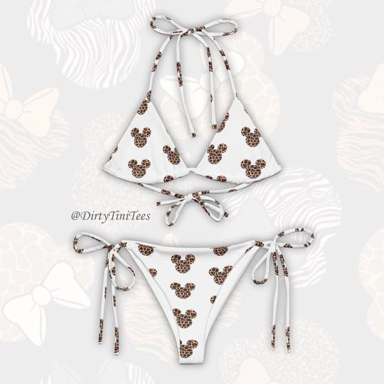 Disney Cheetah Print Mickey Mouse Cheetah Print String Bikini Coquette Summer Wear Vacation Bachelorette Birthday Gift Halloween Costume