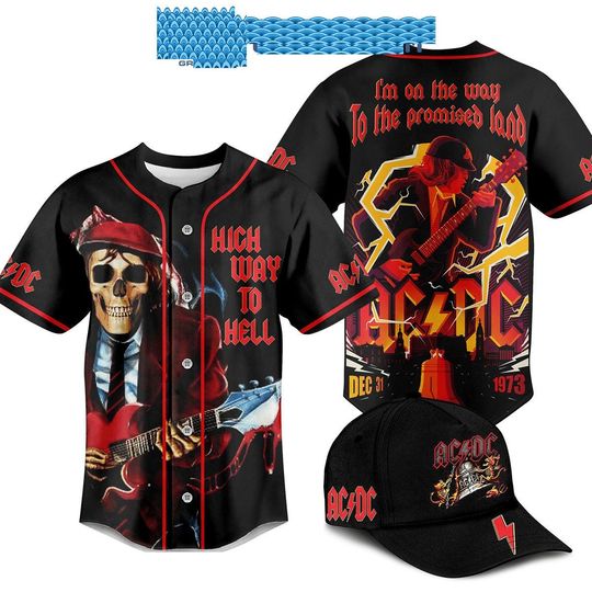 AC.DC High Way To Hell Im On The Way To The Promised Land Baseball Jersey, AC.DC Band Baseball Jersey