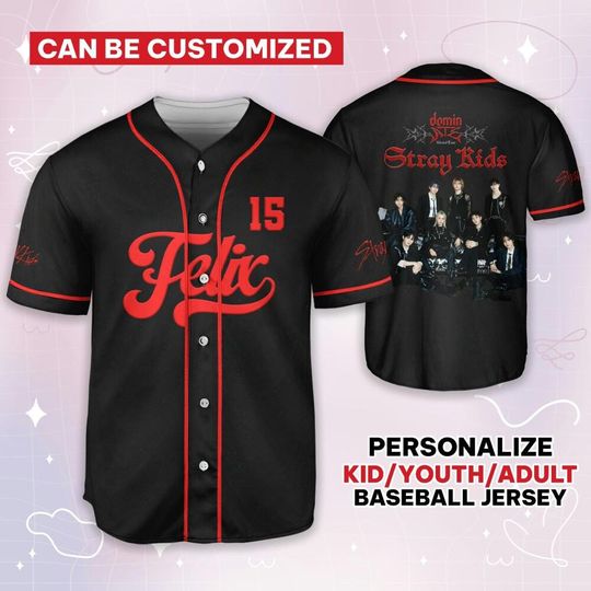 Domin ATE Stray Kids World Tour 2025 Felix Baseball Jersey, Kpop Jersey Baseball, SKZ Merch