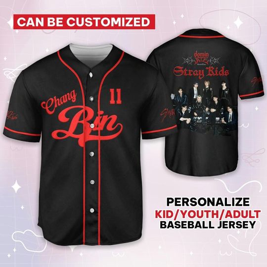 Custom DominATE Stray Kids World Tour 2025 Chang Bin Baseball Jersey, Kpop Jersey Baseball, SKZ Baseball Jersey