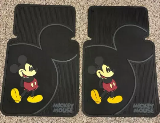 2005 Disney Mickey Mouse Plasticolor Rubber Car Floor Mats Front 25" x 16 1/2"