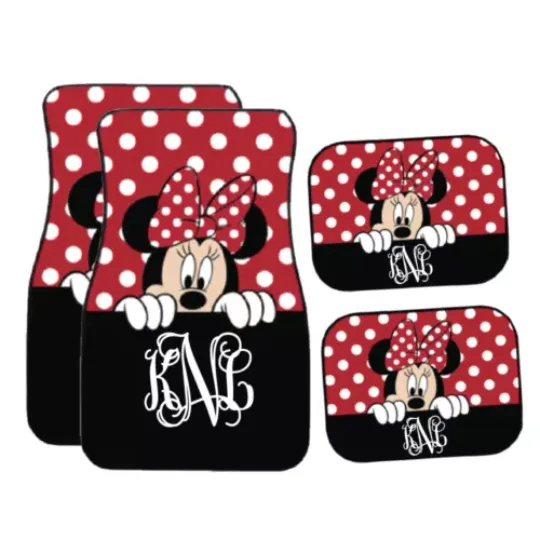 Disney Car Mat | Black & Red Peeking Minnie Mouse Car Mat