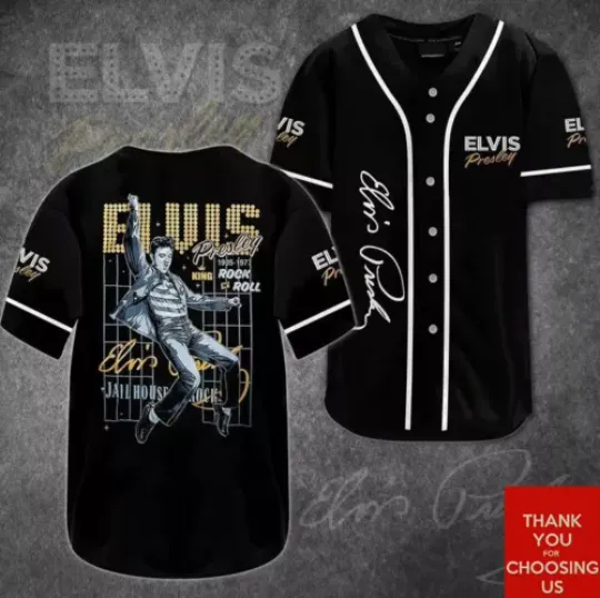 Elvis Presley King Rock N’ Roll Baseball Jersey, Elvis Presley Baseball Jersey