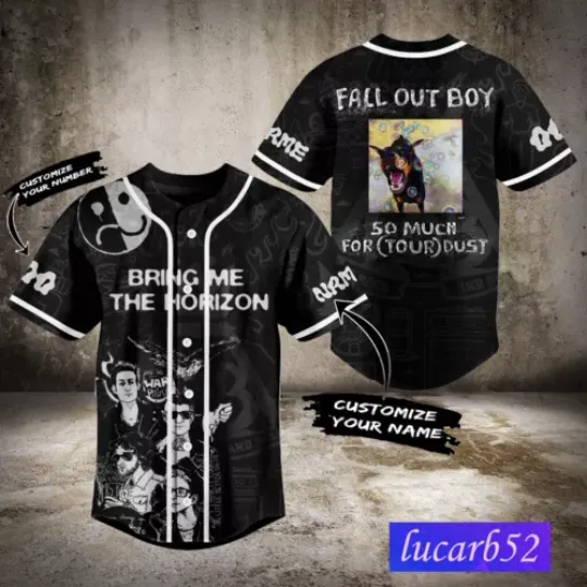 Personalized Fall Boy Baseball Jersey, Bring Me The Horizon Baseball Jersey, Music Baseball Jersey