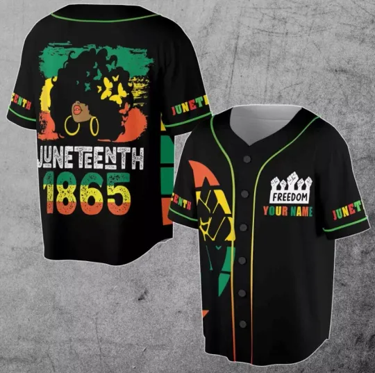 Customize Name Juneteenth Baseball Jersey, Flag Independence Day Freeish Si Baseball Jersey