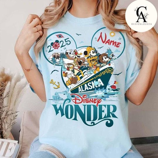 Personalized Mickey and Friends Disney Alaska Cruise Shirt, Disney Wonder Shirt, Alaska Family Cruise Vacation 2025 Tee, Disney Cruise Shirt