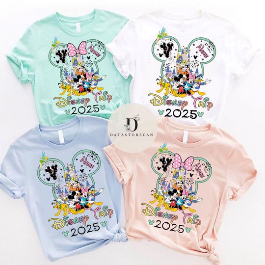 Discover Personalized Disney Trip 2025 shirt, Mickey & friends WDW Disneyland Magic Kingdom Family trip shirt, Family group Disney matching Tees