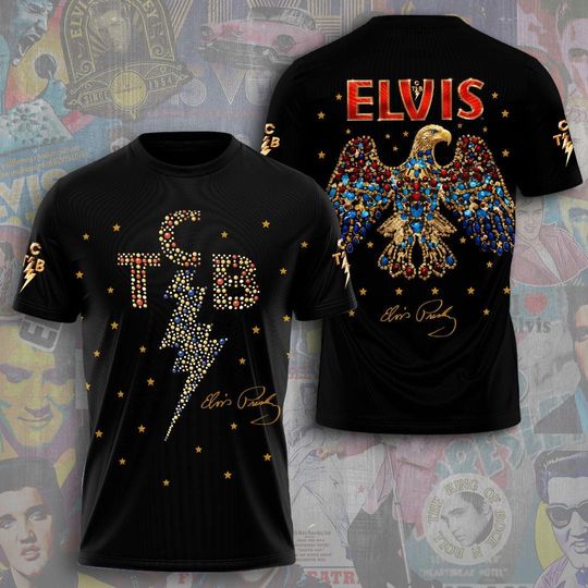 Elvis Presley 3D T-Shirt, Elvis TCB 3D T-Shirt, King Of Rock 3D T-Shirt, Elvis Presley Merch, Rock Music Fan 3D T-Shirt, Gift For Elvis Fan 3D T-Shirt