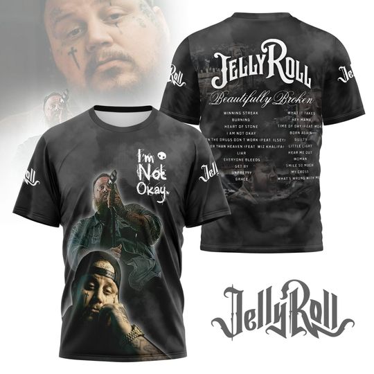 Jelly Roll 3D T-Shirt, Beautiful Broken Tour 2025 3D T-Shirt, Western Country 3D T-Shirt, Jelly Roll Concert 3D T-Shirt